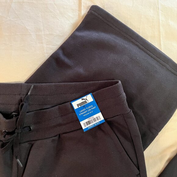 Puma Fleece Straight Leg Pants * Black * Pockets * Size L * Inseam 30.5" * NWT - Picture 6 of 7